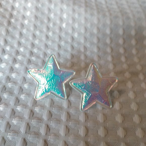 iridescent Star cushion Earrings E10 - Picture 2 of 4